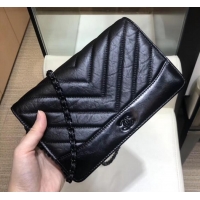 Most Popular Chanel Aged Calfskin Gabrielle Wallet on Chain WOC Bag A84389 So Black 2019
