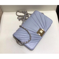 Low Price Chanel Pleated Lambskin Wallet on Chain WOC Bag AP0388 Gray 2019