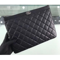 Best Grade Chanel Boy Pouch Clutch Small Bag A84406 Caviar Leather Black/Silver