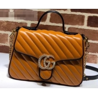 Unique Style Gucci Diagonal GG Marmont Small Top Handle Bag 498110 Brown 2019