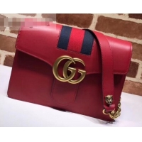 Top Quality Gucci Web GG Marmont Leather Shoulder Bag 476468 Red