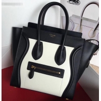 Best Grade Celine Micro Luggage Bag in Original Smooth Calfskin Black/White C090904