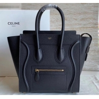 Discount Celine Micro Luggage Bag in Original Drummed Calfskin Black/Gold C090905