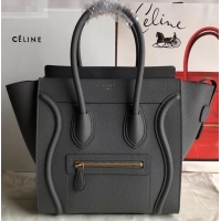 Stylish Celine Micro Luggage Bag in Original Drummed Calfskin Gray C090905