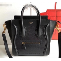 Best Price Celine Nano Luggage Bag in Original Black/Lizard Pattern with Removable Shoulder Strap C090906