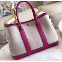 Sophisticated Hermes Canvas Garden Party 30 Bag Fuchsia/Creamy H091411