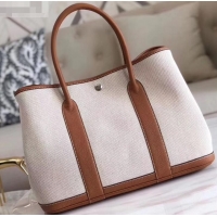 Best Price Hermes Canvas Garden Party 36 Bag Brown/Creamy H091412