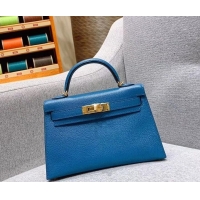 Unique Style Hermes Mini Kelly II Bag in Original Chevre Leather H091413 Denim Blue