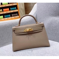 Durable Hermes Mini Kelly II Bag in Original Epsom Leather H091413 Elephant Gray