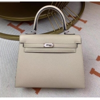 Sophisticated Hermes Kelly 25cm Bag in Original Epsom Leather H091420 Pale Gray