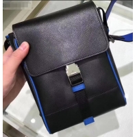 Good Quality Prada Saffiano Leather Shoulder Bag 2VD019 Black/Blue 2019