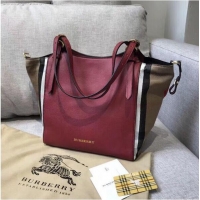 Crafted Low Price BURBERRY The Canter Original Leather Bag 30291 Burgendy