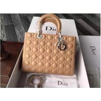 Discount Lady Dior Bag Original Sheepskin Leather Middle Bag CD6323 Apricot