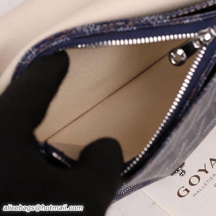 Stylish Goyard Plumet Wallet Clutch Bag With Strap 2166 Navy Blue