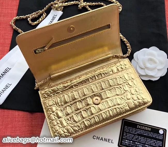 Luxury Chanel Calfskin & Gold-Tone Metal A33814 Gold