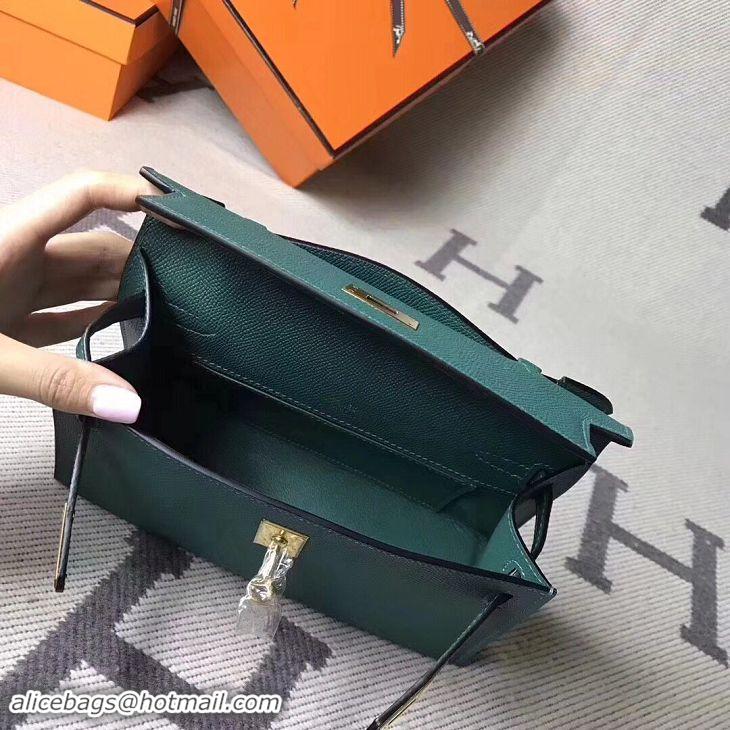 Fashion Hermes Kelly 22CM Tote Bag Original Epsom Leather KL22 Dark Green