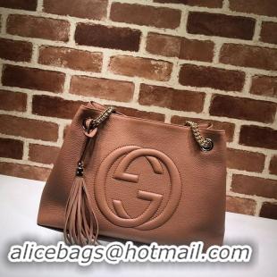 Top Quality Gucci Soho Medium Tote Bag Calfskin Leather 308982 Brown
