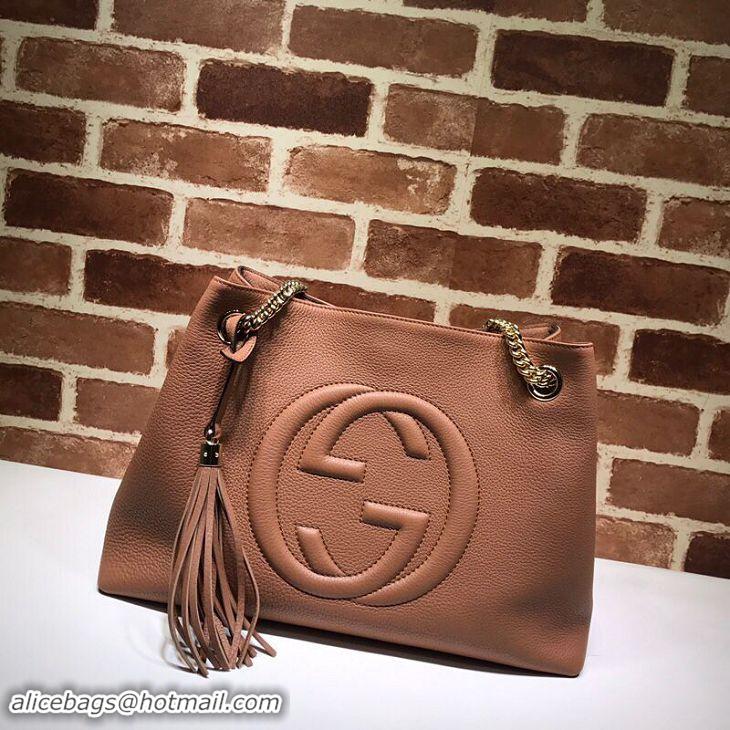 Top Quality Gucci Soho Medium Tote Bag Calfskin Leather 308982 Brown