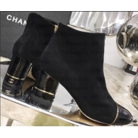 Best Price Chanel Heel 5.5cm Ankle Boots Suede Black/Patent Leather G35244 2019