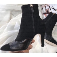 Classic Hot Chanel Heel 8.5cm Ankle Boots Quilting Suede G349020 Black 2019