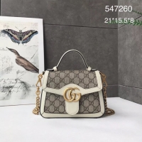 Fashion Gucci GG Marmont mini top handle bag 547260 white