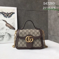 Trendy Design Gucci GG Marmont mini top handle bag 547260 brown