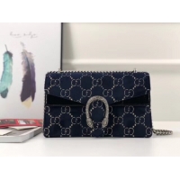 Luxury Gucci Dionysus GG velvet small shoulder bag 400249 blue