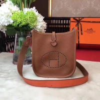 Unique Style Hermes Evelyne mini 17cm Messenger Bag Original Calf Leather H1187 Light tan