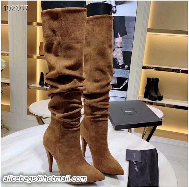 Cheapest Yves Saint Laurent Heel 9.5cm High Suede Boots YSL8940 2019