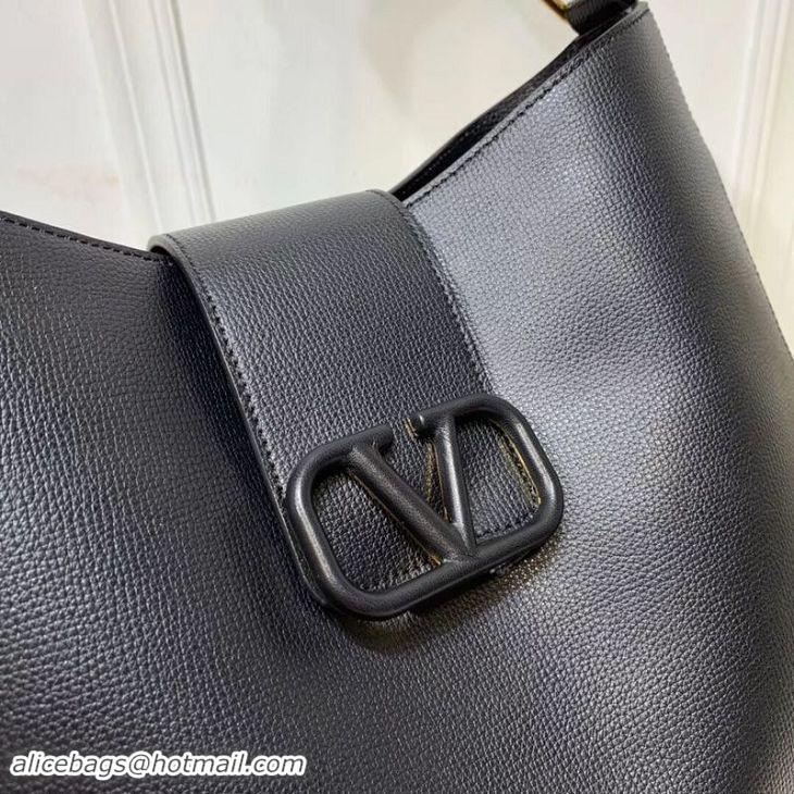 Good Quality VALENTINO Origianl Palm Leather Bag V5002 Black