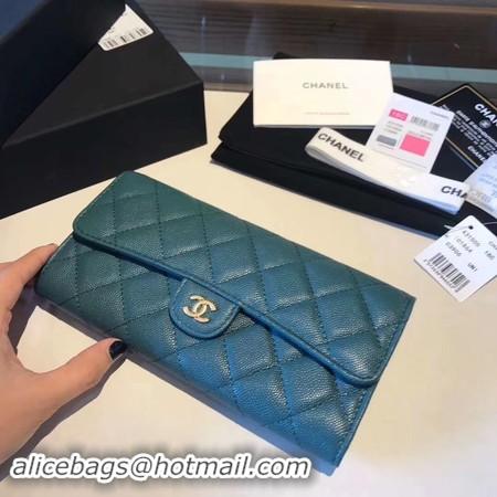 Luxury Chanel long flap wallet A80759 blue