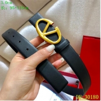 Inexpensive Valentino Width 3cm Togo Leather VLOGO Belt V7470 Black