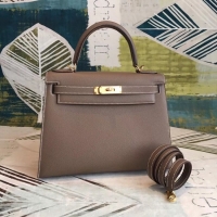 Most Popular Hermes original Kelly Epsom Leather KL32 dark grey