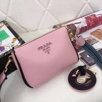 Luxury Prada leather shoulder bag 66136 pink