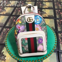 Luxury Cheap Gucci Ophidia series GG flower small backpack 547965 white