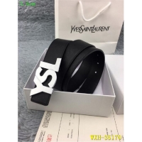Hot Style Yves Saint Laurent Width 3.5CM Logo Leather Belt Y335171 Black