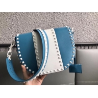 Good Quality VALENTINO leather shoulder bag 0781 blue&white