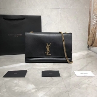 Best Grade Yves Saint Laurent Double Skin Use Original Leather Shoulder Bag Y553804 Black