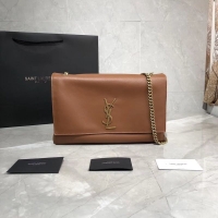 Pretty Style Yves Saint Laurent Double Skin Use Original Leather Shoulder Bag Y553804 Brown