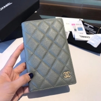 Classic Hot Chanel Calfskin Leather & Gold-Tone Metal Wallet A80385 Green
