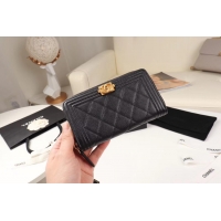 Discount Chanel Calfskin Leather & Gold-Tone Metal Wallet A80566 black