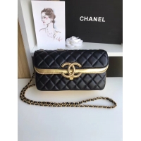 Luxury Chanel flap bag Lambskin & Gold-Tone Metal 57275 black&gold