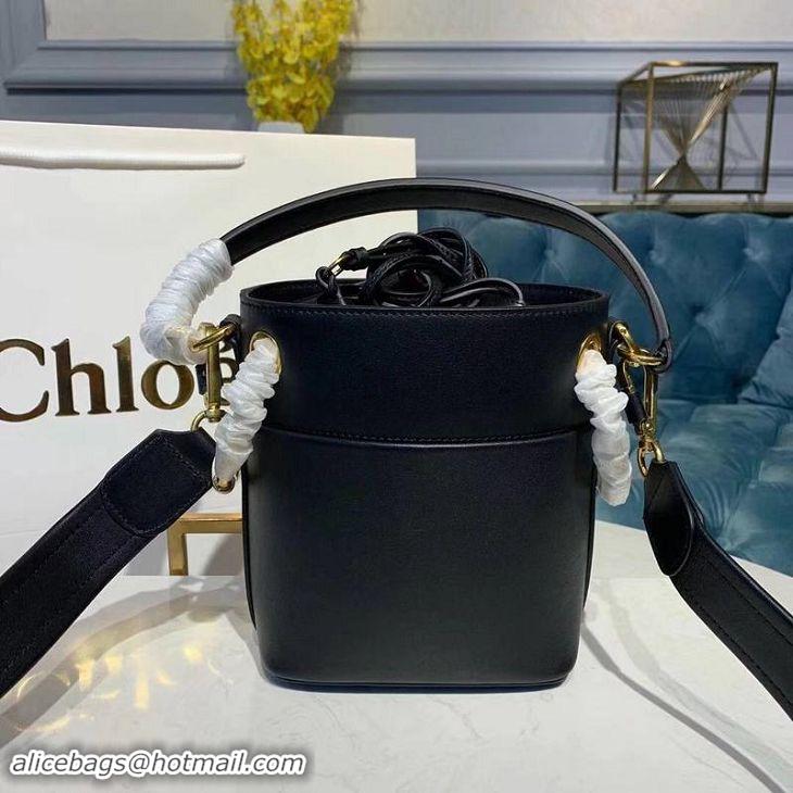 Shop Duplicate Chloe Roy Mini Smooth Leather Bucket Bag 3S508 Black