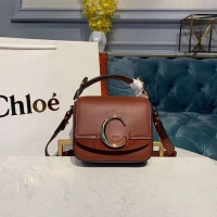 Stylish Chloe Original Calfskin Leather Top Handle Small Bag 3S030 Brown