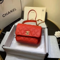 Luxury Classic Chanel flap bag Grained Calfskin & Gold-Tone Metal AS1155 red