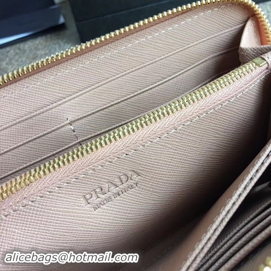 New Fashion Prada Saffiano Leather Large Zippy Wallets 1MH317 Pink