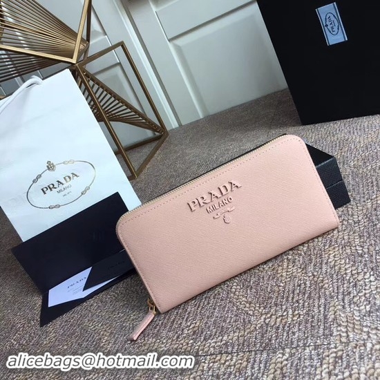 New Fashion Prada Saffiano Leather Large Zippy Wallets 1MH317 Pink