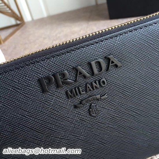 Top Quality Prada Saffiano Leather Large Zippy Wallets 1MH317 Black