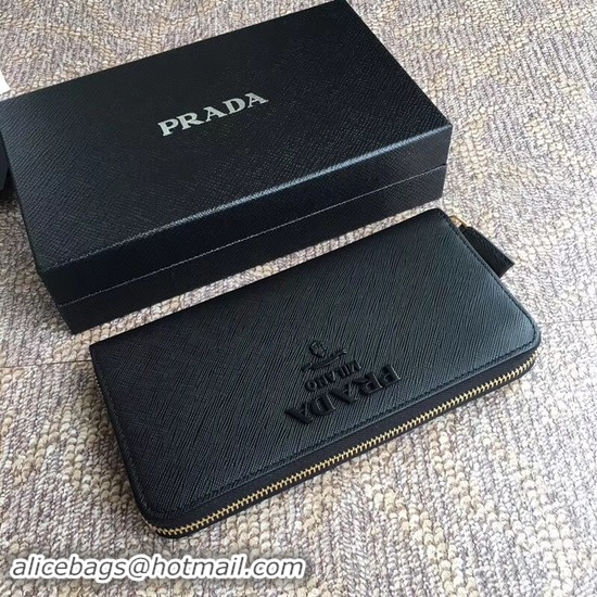 Top Quality Prada Saffiano Leather Large Zippy Wallets 1MH317 Black