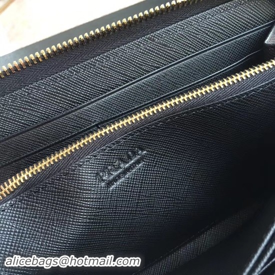 Top Quality Prada Saffiano Leather Large Zippy Wallets 1MH317 Black